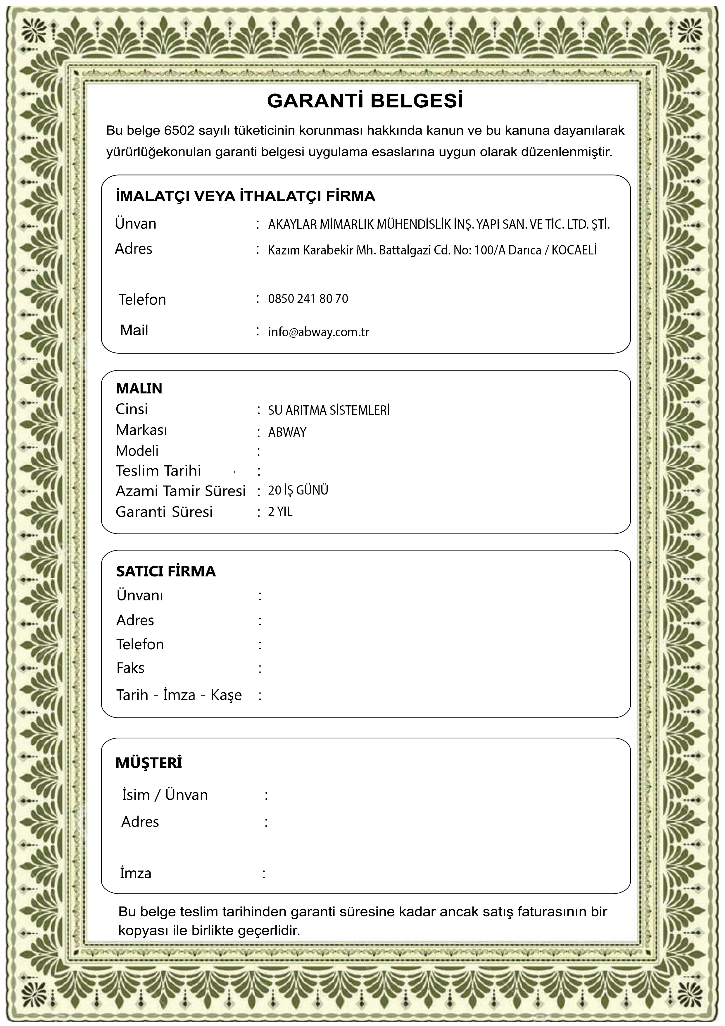 Marmara Arıtma sertifika 7